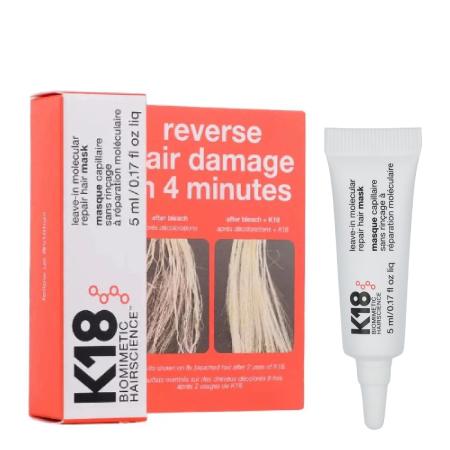 K18 Hair Leave-In Molecular Repair Hair Mask 5 ml , K18 Hair ,มาส์กทรีทเม้นต์ ,  HeadroomHair , K18Peptide #HairCare , StrongerHair ,SalonTreatment ,HairTransformation , HealthyHair”